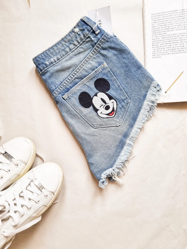 H&M Micky Booty Shorts - Blue, 28-29 In (high rise)