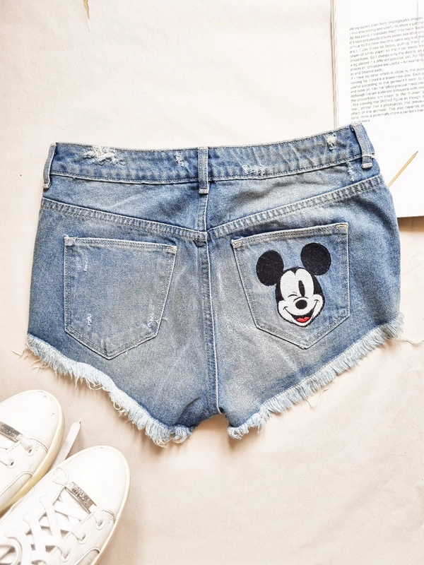H&M Micky Booty Shorts - Blue, 28-29 In (high rise)