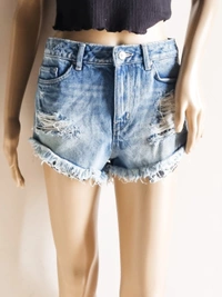 H&M Micky Booty Shorts - Blue, 28-29 In (high rise)