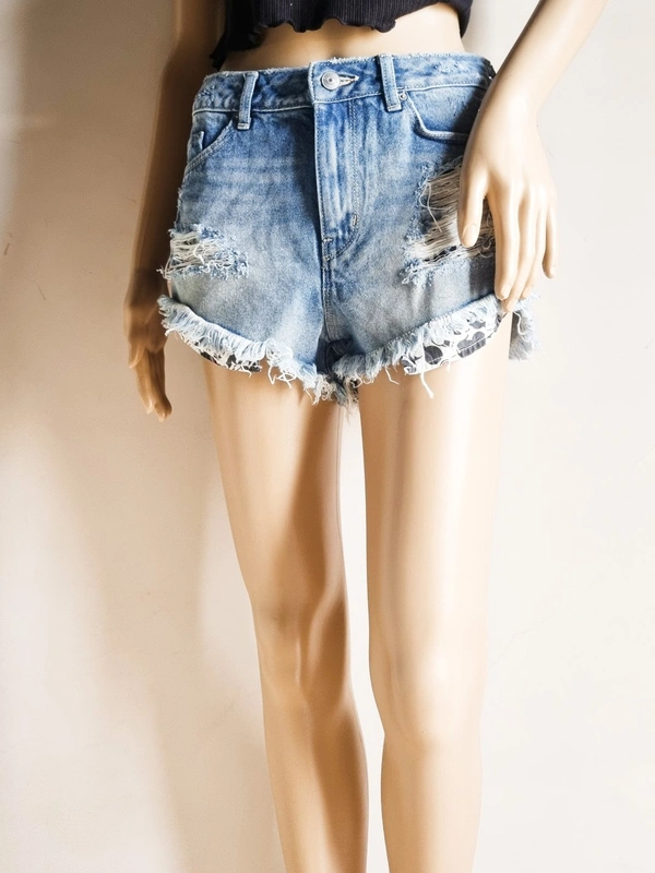 H&M Micky Booty Shorts - Blue, 28-29 In (high rise)