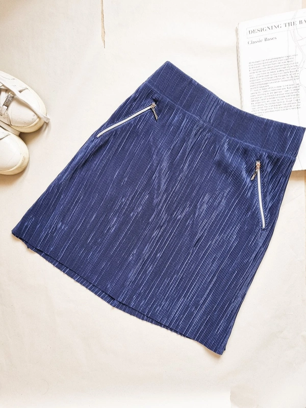 Jamie Sadock  Ribbed Skirt  - Navy Blue, 36- 38 In (high waist)