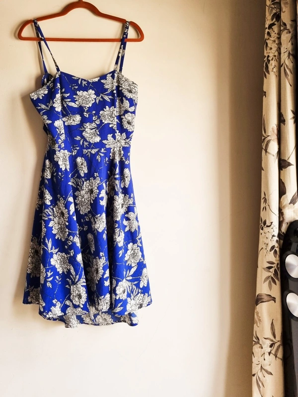 Roving Mode Floral Tieable Back Dress - L, Blue