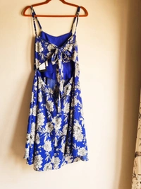 Roving Mode Floral Tieable Back Dress - L, Blue