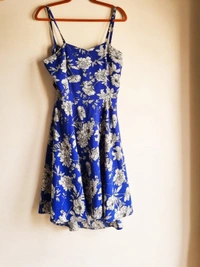 Roving Mode Floral Tieable Back Dress - L, Blue