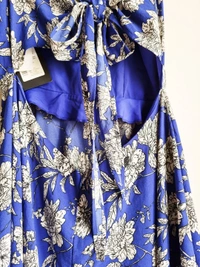 Roving Mode Floral Tieable Back Dress - L, Blue