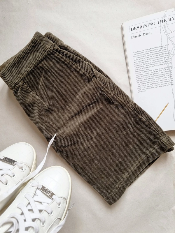 H&M Corduroy Skirt  - Olive Green , 28-30 In (high waist)