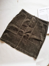 H&M Corduroy Skirt  - Olive Green , 28-30 In (high waist)