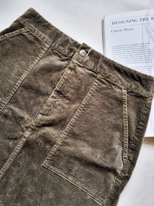 H&M Corduroy Skirt  - Olive Green , 28-30 In (high waist)