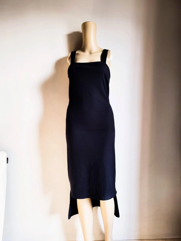 Ribbed Black Dress  - Black, L