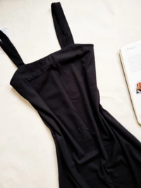 Ribbed Black Dress  - Black, L