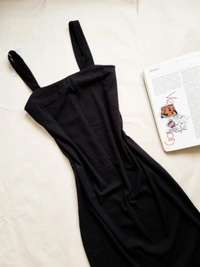 Ribbed Black Dress  - Black, L