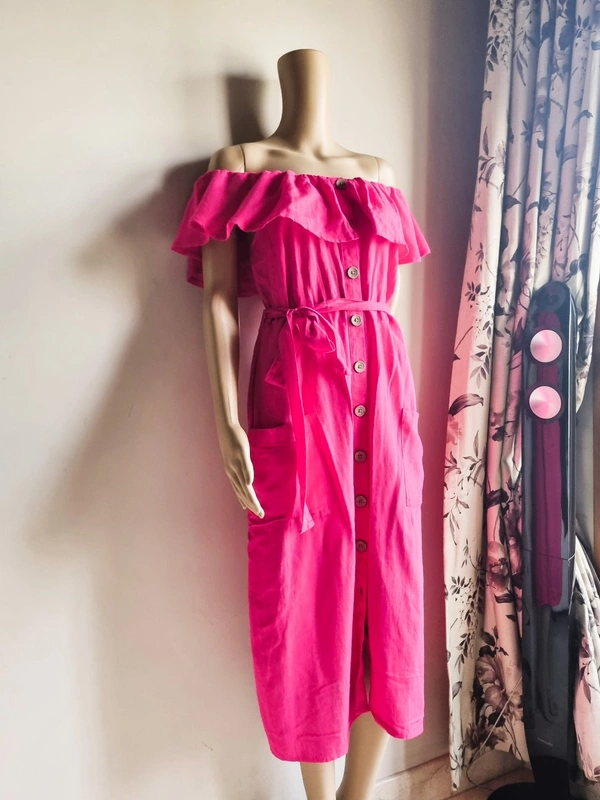 Next Beachwear   Off Shoulder Dress  - Hot Pink, S