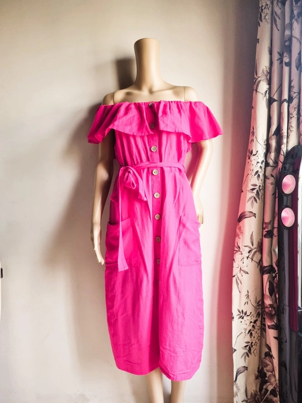 Next Beachwear   Off Shoulder Dress  - Hot Pink, S