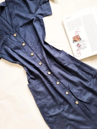 Billa Bong  Shirt Dress - Navy Blue, L