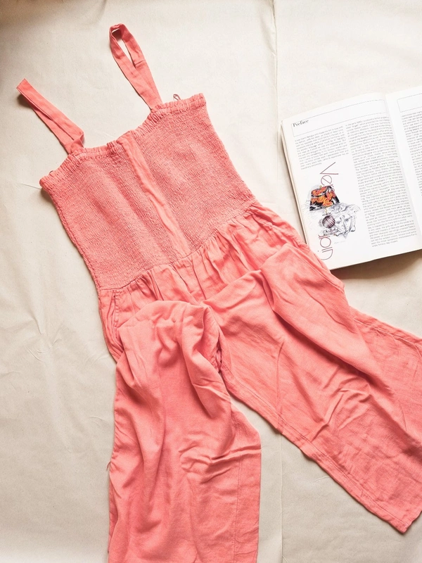 Next UK  Smocked Jumpsuit - Pink, S