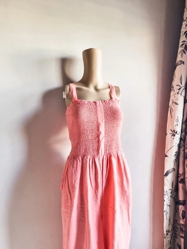 Next UK  Smocked Jumpsuit - Pink, S