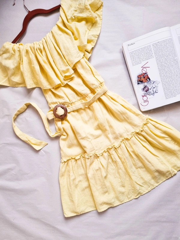 By Very  Off Shoulder Dress - Pastel Yellow , S