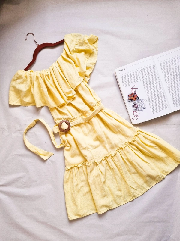 By Very  Off Shoulder Dress - Pastel Yellow , S