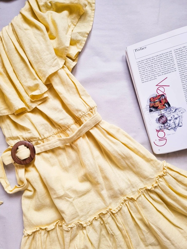 By Very  Off Shoulder Dress - Pastel Yellow , S