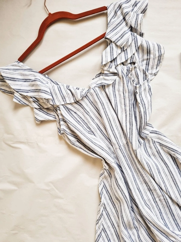 By Very Strappy Dress  - White&Blue, M