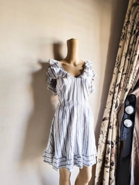 By Very Strappy Dress  - White&Blue, M