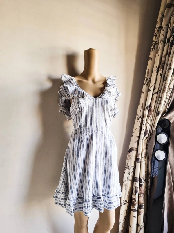 By Very Strappy Dress  - White&Blue, M