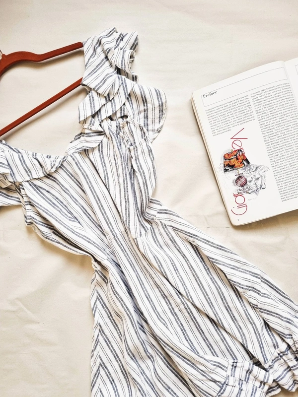 By Very Strappy Dress  - White&Blue, M