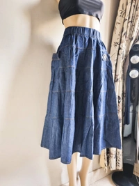 Gipsy Denim Cotton Mix Skirt - Blue, 26-30 In 