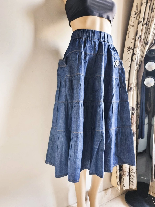 Gipsy Denim Cotton Mix Skirt - Blue, 26-30 In 