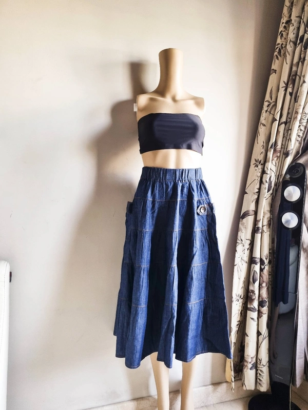 Gipsy Denim Cotton Mix Skirt - Blue, 26-30 In 
