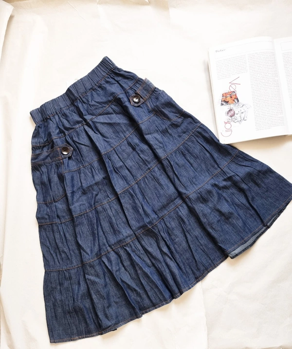 Gipsy Denim Cotton Mix Skirt - Blue, 26-30 In 
