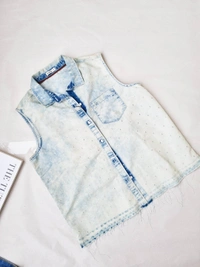Lee Acid Washed Buttoned Top  - Baby Blue, M