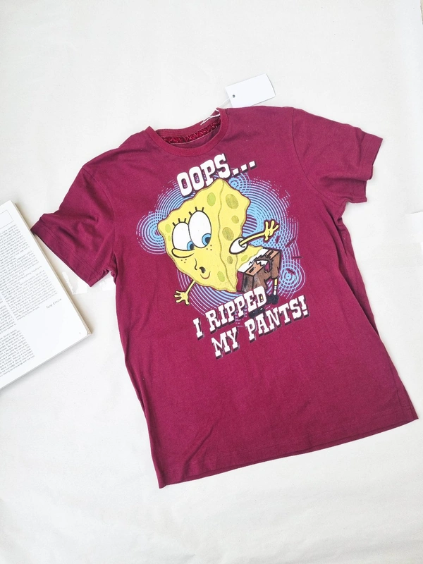 SpongeBob SquarePants Tee - Burgundy , L