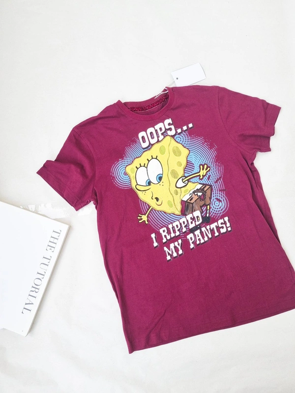 SpongeBob SquarePants Tee - Burgundy , L