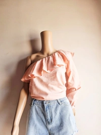 Ms. Taken By Kriti Sonan One Shoulder Top  - Coral Peach, M