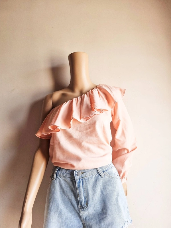 Ms. Taken By Kriti Sonan One Shoulder Top  - Coral Peach, M