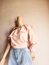 Ms. Taken By Kriti Sonan One Shoulder Top  - Coral Peach, M