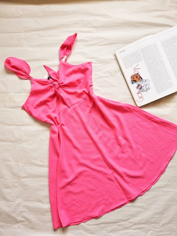 Tokyo Talkies Front Knot Dress - Hot Pink