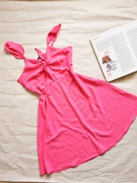 Tokyo Talkies Front Knot Dress - Hot Pink