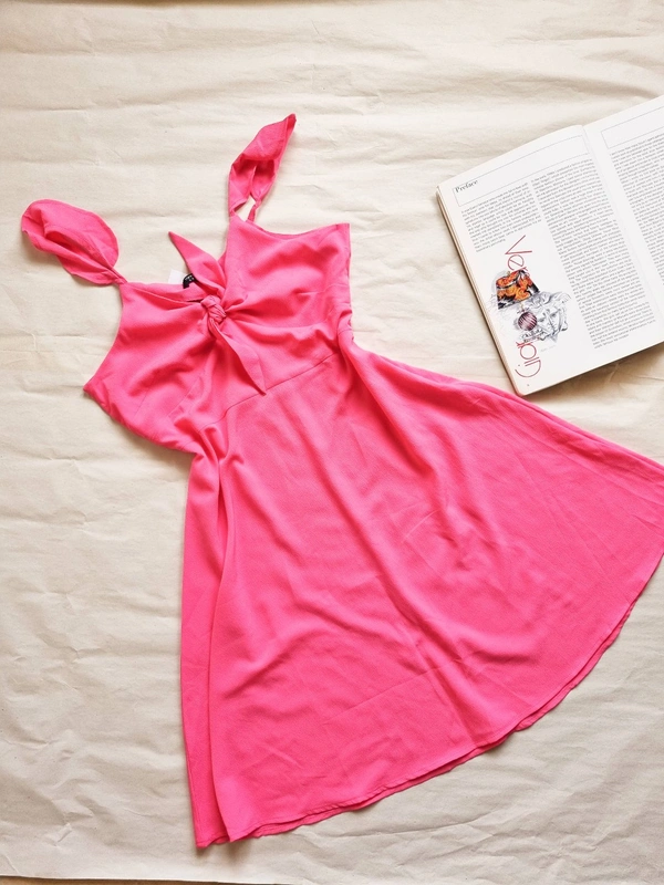 Tokyo Talkies Front Knot Dress - Hot Pink