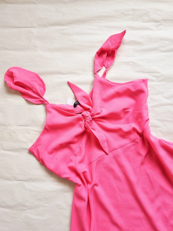 Tokyo Talkies Front Knot Dress - Hot Pink