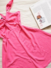 Tokyo Talkies Front Knot Dress - Hot Pink