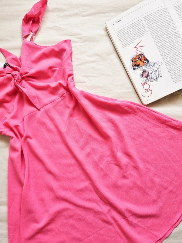 Tokyo Talkies Front Knot Dress - Hot Pink