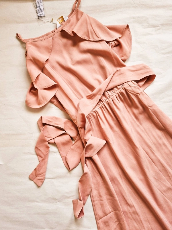 Berrylush Ruffle Dress - Peach Pink, S