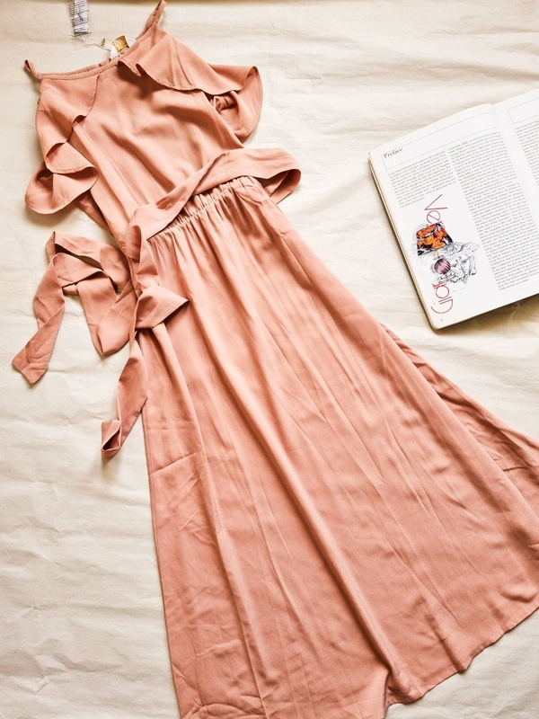 Berrylush Ruffle Dress - Peach Pink, S