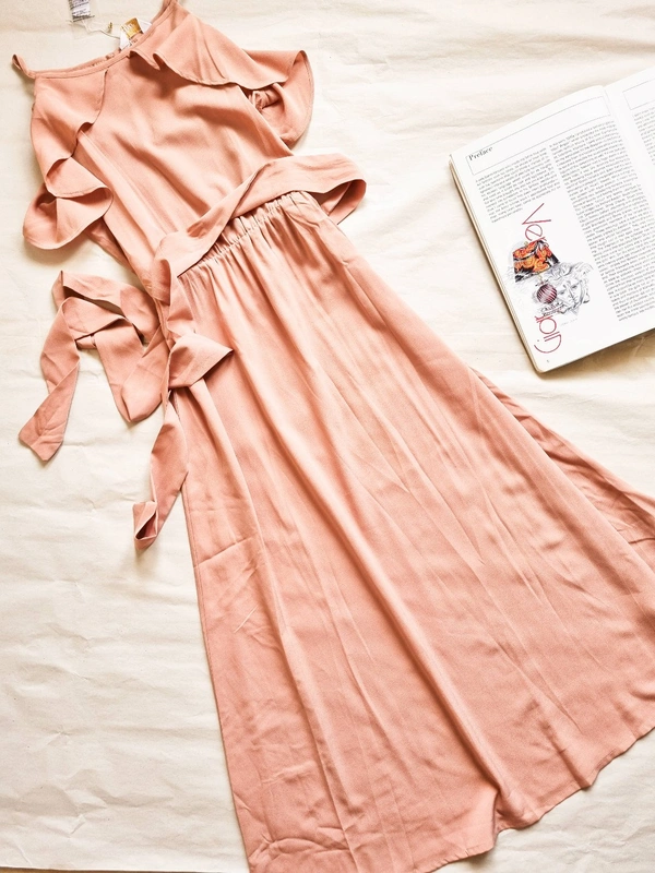 Berrylush Ruffle Dress - Peach Pink, S
