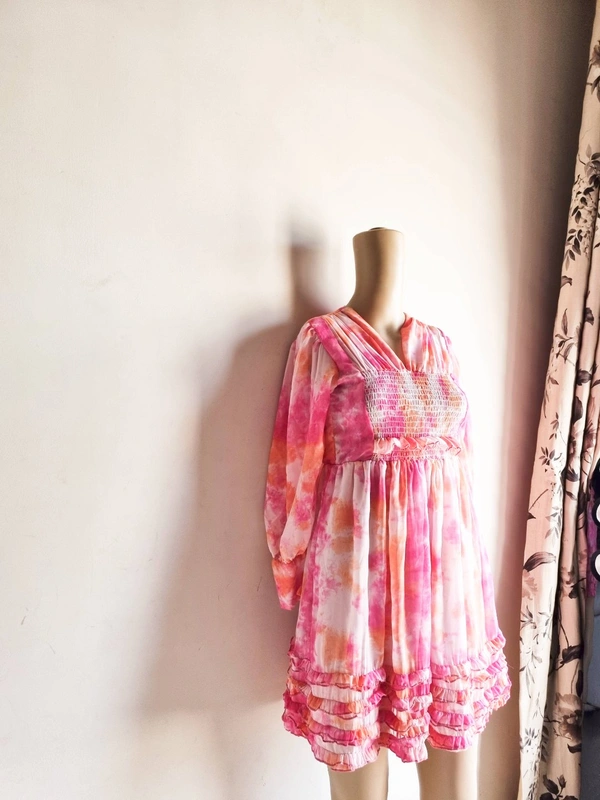 Smocked Dress - S, Pink