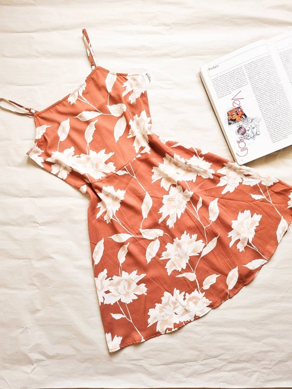 Berrylush  Floral Print Dress - Peach Pink, S