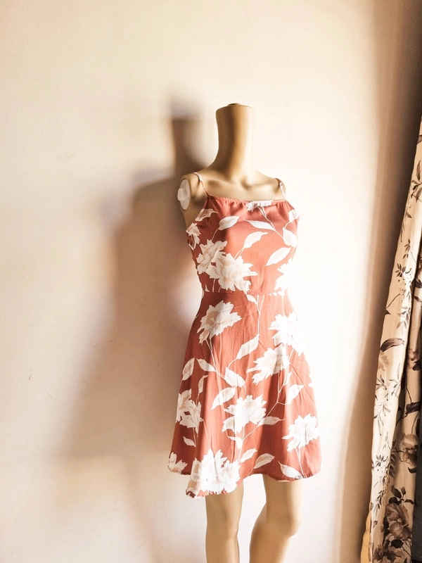 Berrylush  Floral Print Dress - Peach Pink, S