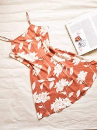 Berrylush  Floral Print Dress - Peach Pink, S